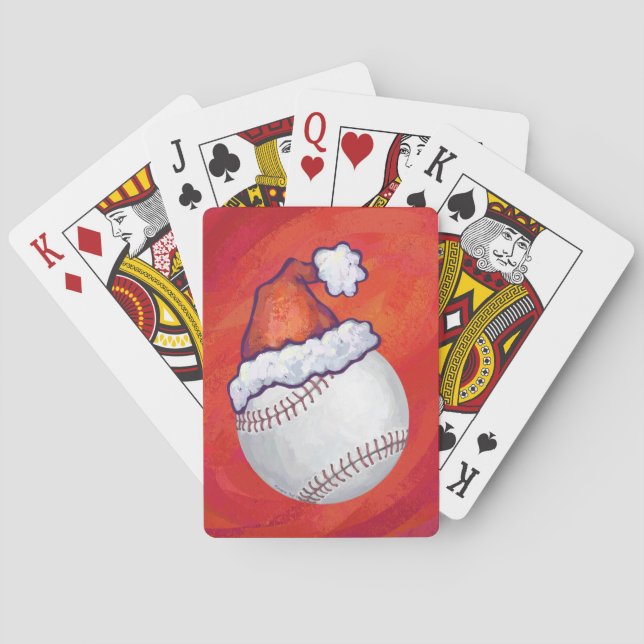 Baraja De Cartas Béisbol con sombrero de Santa rojo (Reverso)