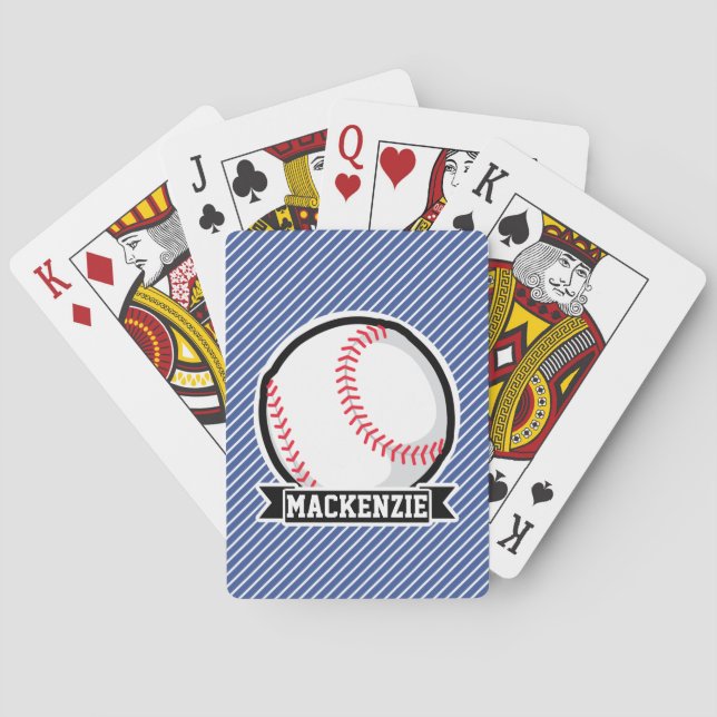 Baraja De Cartas Béisbol en franjas azul y blanca (Reverso)