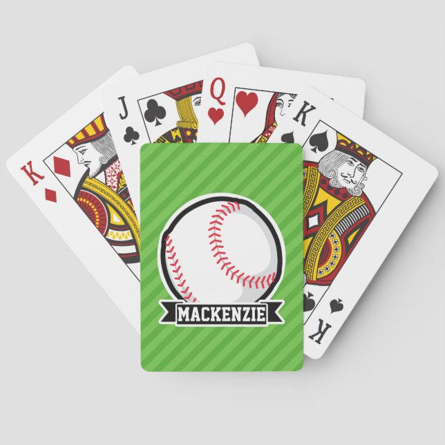 Baraja De Cartas Béisbol, Softball; franjas verdes (Reverso)