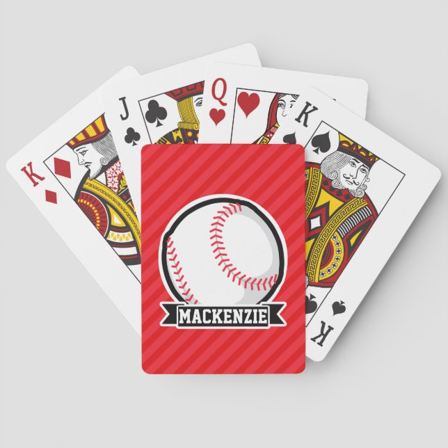 Baraja De Cartas Béisbol, Softbol; franjas diagonales rojas (Reverso)