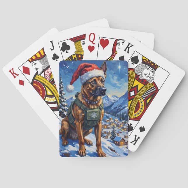 Baraja De Cartas Belgian Malinois Mountain Patrol Christmas (Reverso)