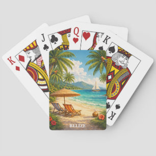 Baraja De Cartas Belice Caribe Tropical Vintage Viaje