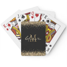 Belig Script Monograma Primer Purpurina de oro Neg