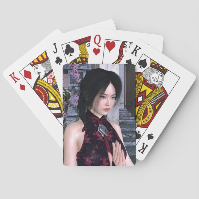 Baraja De Cartas Belleza asiática (Reverso)