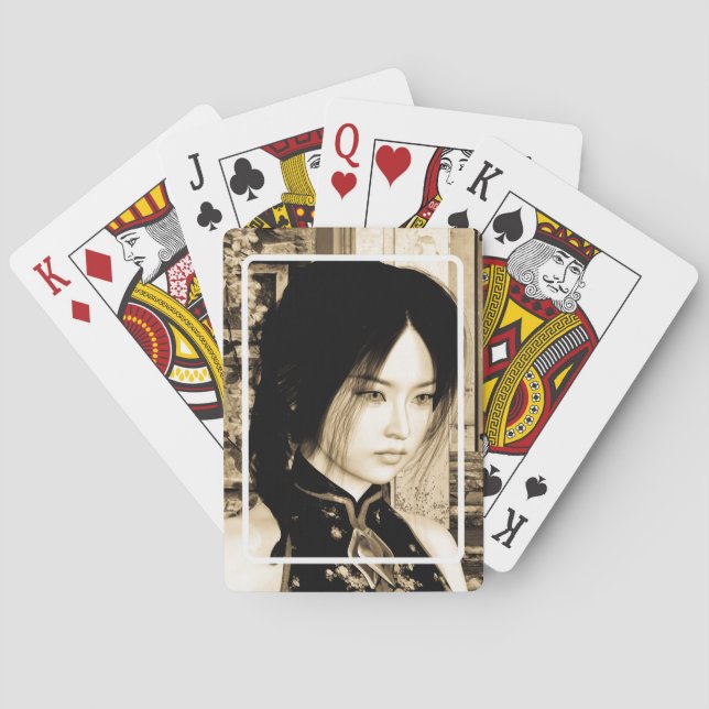 Baraja De Cartas Belleza asiática (Reverso)