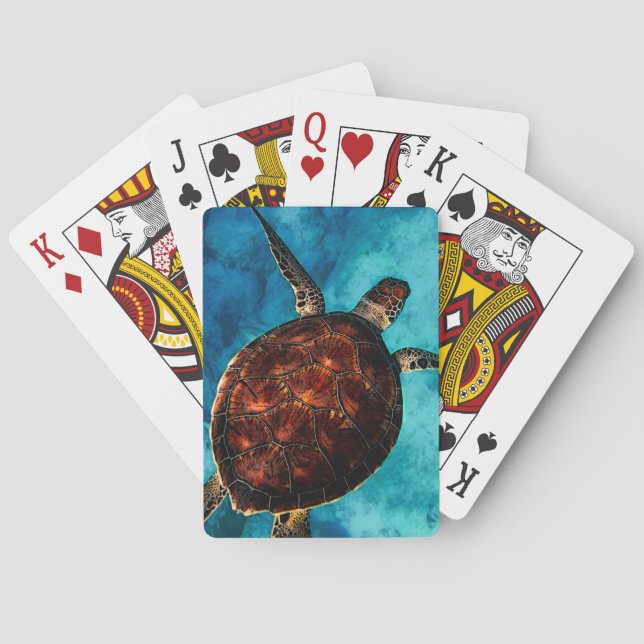 Baraja De Cartas Belleza de tortuga marina (Reverso)