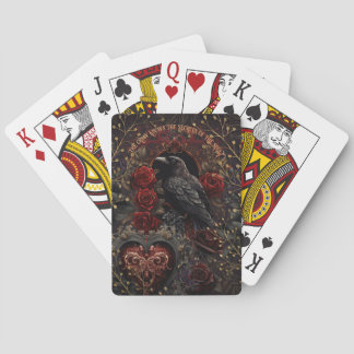 Baraja De Cartas Belleza Gótica Oscura Rosas Rojas Cuervo Pájaro Ne