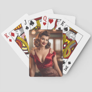 Baraja De Cartas Belleza retro en rojo