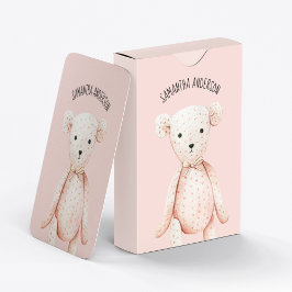 Baraja De Cartas Bello Moderno Pastel Oso De Teddy Rosa Con Nombre