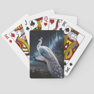 Baraja De Cartas Bello pavo real blanco Aurora boreal escénica