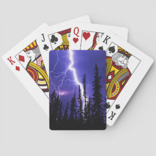 Baraja De Cartas bello trueno sobre el bosque
