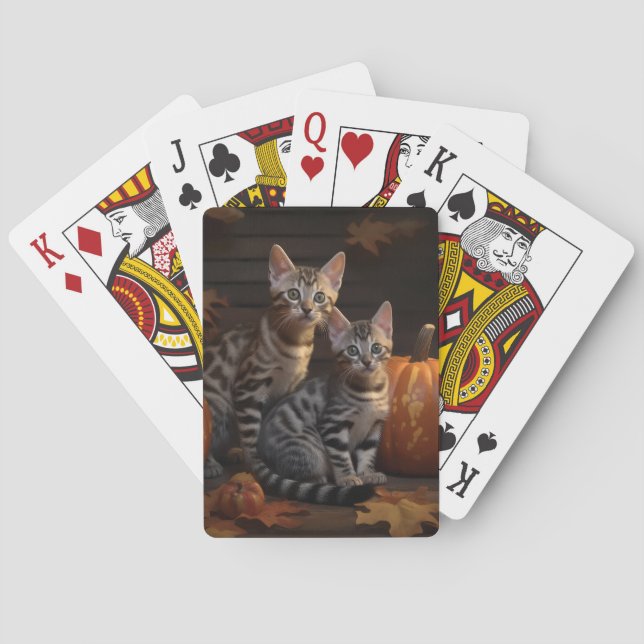 Baraja De Cartas Bengal Kitten Calabaza deslumbrante otoño (Reverso)