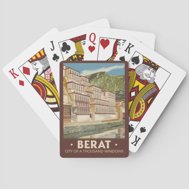 Baraja De Cartas Berat Albania Ilustracion Viaje de arte cosecha (Reverso)