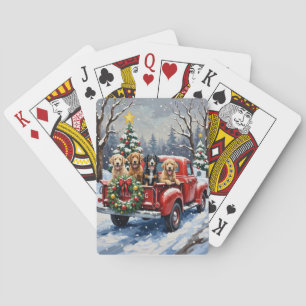 Baraja De Cartas Bernedoodle Navidad Camioneta Roja Fiesta
