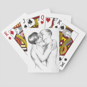 Baraja De Cartas Besada de hombres jóvenes (arte gay vintage)