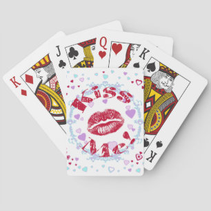 Baraja De Cartas ¡Bésame! Labios Rojos Con Corazones
