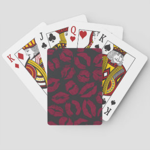 Baraja De Cartas Besos de lápiz labial: impresiones rojas oscuras