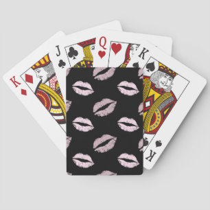 Baraja De Cartas Besos Rosados Plateados