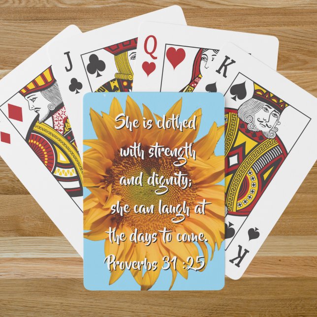 Baraja De Cartas Bíblica de girasol versus proverbios 31:25 Persona (Subido por el creador)