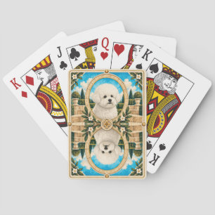 Baraja De Cartas Bichon Frise, Arte de Perro con Acuarela Vintage