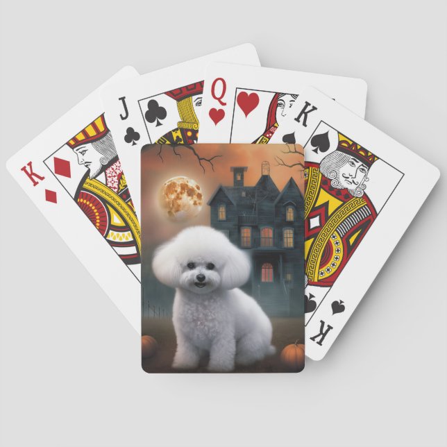 Baraja De Cartas Bichon Frise Halloween Scary (Reverso)