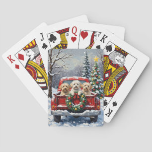 Baraja De Cartas Bichon Frise Navidad Camión Rojo Fiesta