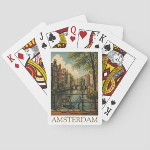 Baraja De Cartas Bicicleta del Canal de Ámsterdam Vintage Viaje Ret