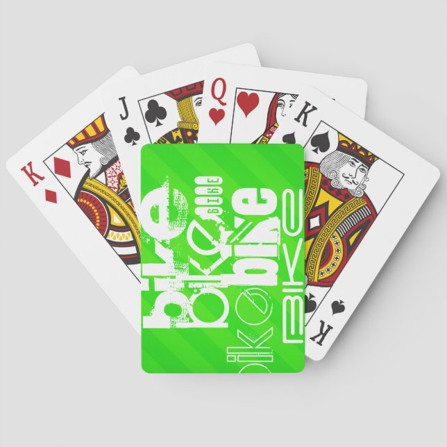 Baraja De Cartas Bicicleta; franjas verdes neón (Reverso)