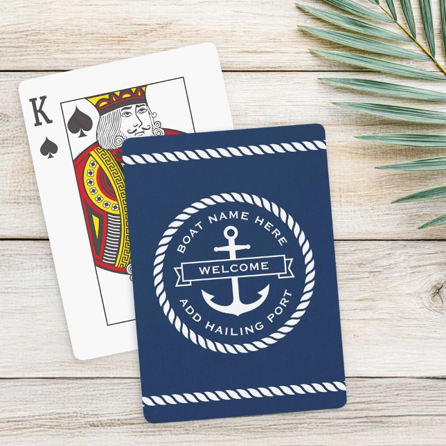 Baraja De Cartas Bienvenida a bordo nombre del barco rope noria bar (Welcome aboard boat name rope nautical ship wheel poker cards)