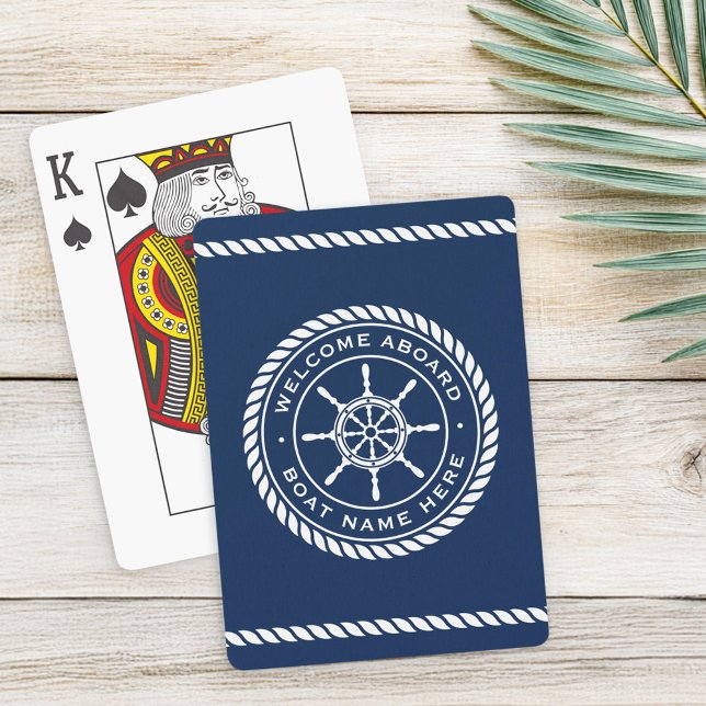 Baraja De Cartas Bienvenida a bordo nombre del barco rope noria bar (Welcome aboard boat name rope nautical ship wheel poker cards)