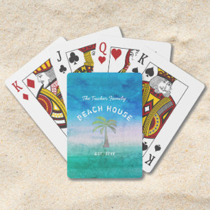 Baraja De Cartas Bienvenida Tropical Casa de Playa Verde Azul Océan