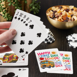 Baraja De Cartas Bienvenido de nuevo a la escuela feliz primer día