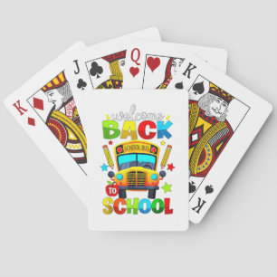 Baraja De Cartas Bienvenido de vuelta al autobús escolar 1er día de