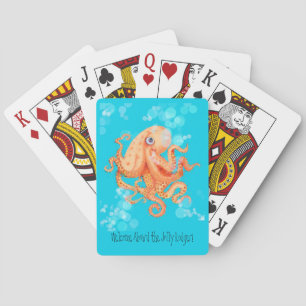 Baraja De Cartas Bienvenidos a bordo de un bonito pulpo naranja