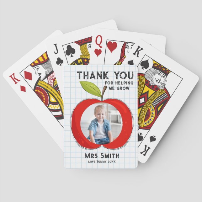 Baraja De Cartas Big Red Apple Teacher Thank You Photo Poker Cards  (Reverso)
