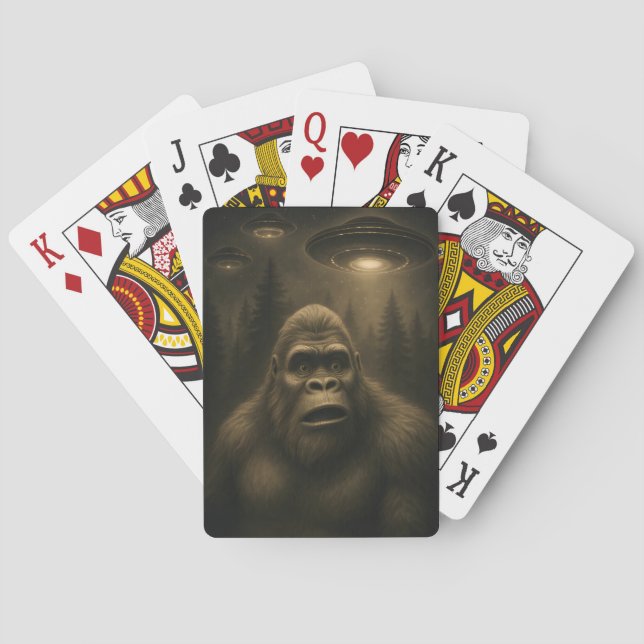 Baraja De Cartas Bigfoot Sasquatch Alien UFO Funny (Reverso)