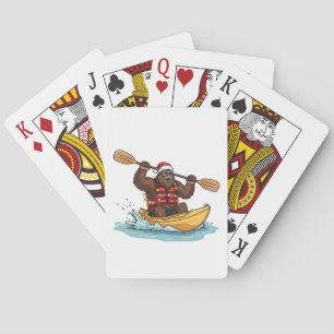 Baraja De Cartas Bigfoot Sasquatch en kayak de Navidad deporte acuá