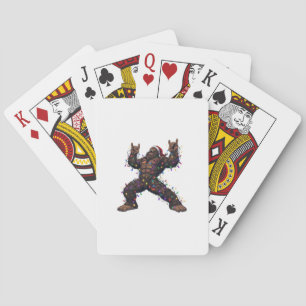 Baraja De Cartas Bigfoot Sasquatch Feliz Navidad Metal Rock