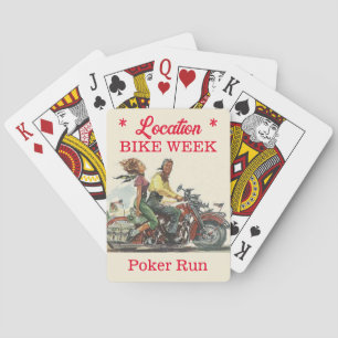 Baraja De Cartas Bike Week Poker Run Town Personalizado Vintage Loo