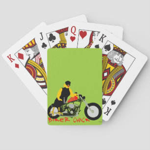 Baraja De Cartas BIKER CHICK sentado en su motocicleta