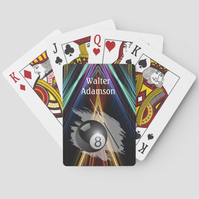 Baraja De Cartas Billiards Sport ball and cue Personalize with Name (Reverso)