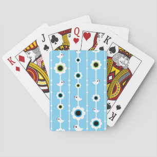 Baraja De Cartas bird and flowers blue pattern