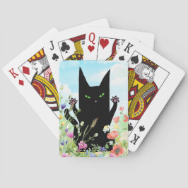 Baraja De Cartas Black Cat Spring Fever:  Kitty and Flowers