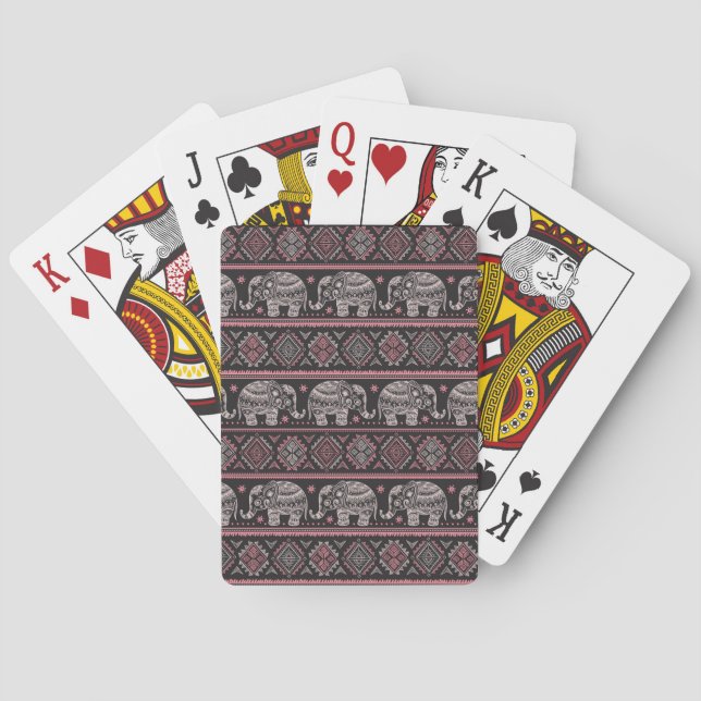 Baraja De Cartas Black Ethnic Elephant Pattern (Reverso)