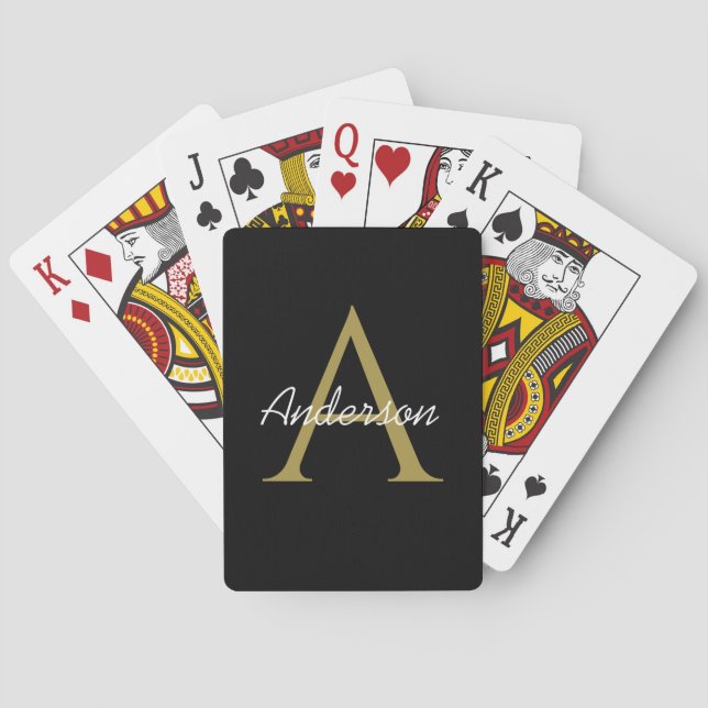 Baraja De Cartas Black Gold Classic Monograma Bridge Spaces de póqu (Reverso)