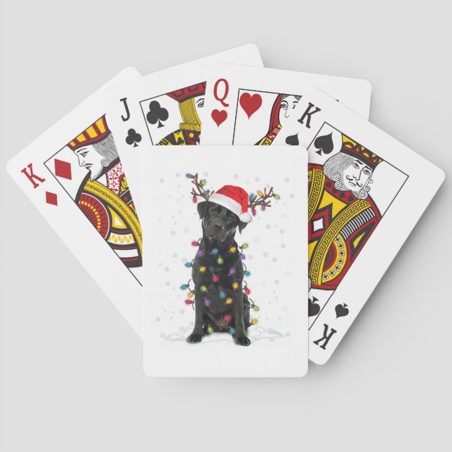 Baraja De Cartas Black Lab Labrador Árbol de Navidad Luz Pajama Per (Reverso)