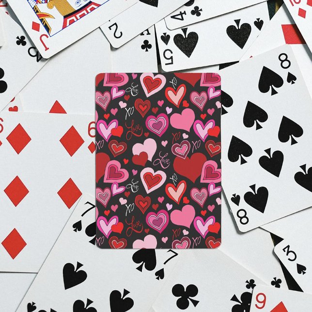 Baraja De Cartas Black Pink Red Hearts Love Pattern (Subido por el creador)