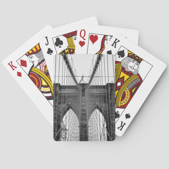 Baraja De Cartas Black White Brooklyn Bridge Nueva York (Reverso)