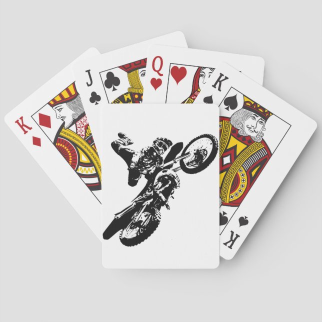 Baraja De Cartas Black White Pop Art Motocross Motoryle Sport (Reverso)
