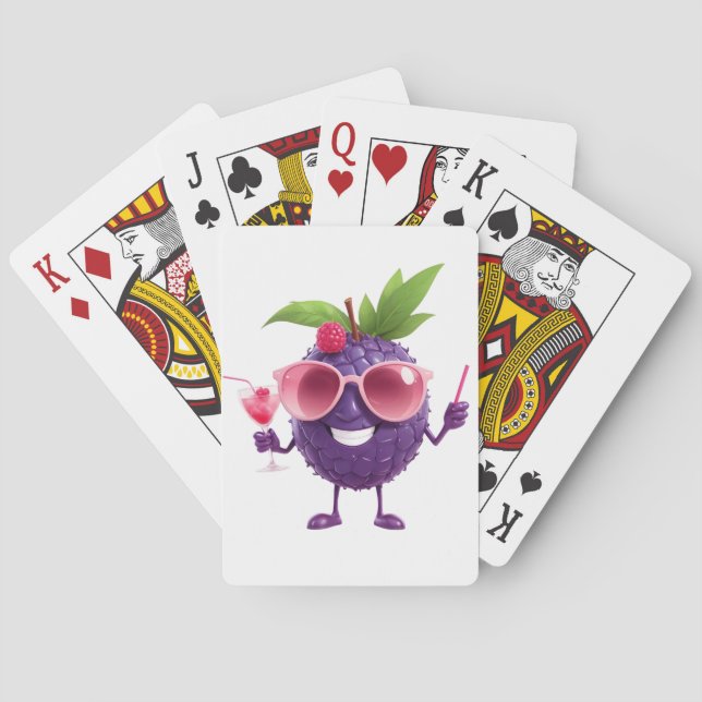 Baraja De Cartas Blackberry Fun vacaciones alegres bebida tropical (Reverso)